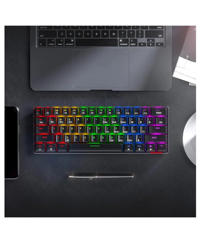 Teclado Mecanico Gamer 60% Switch Azul Rainbow K61 Cableless