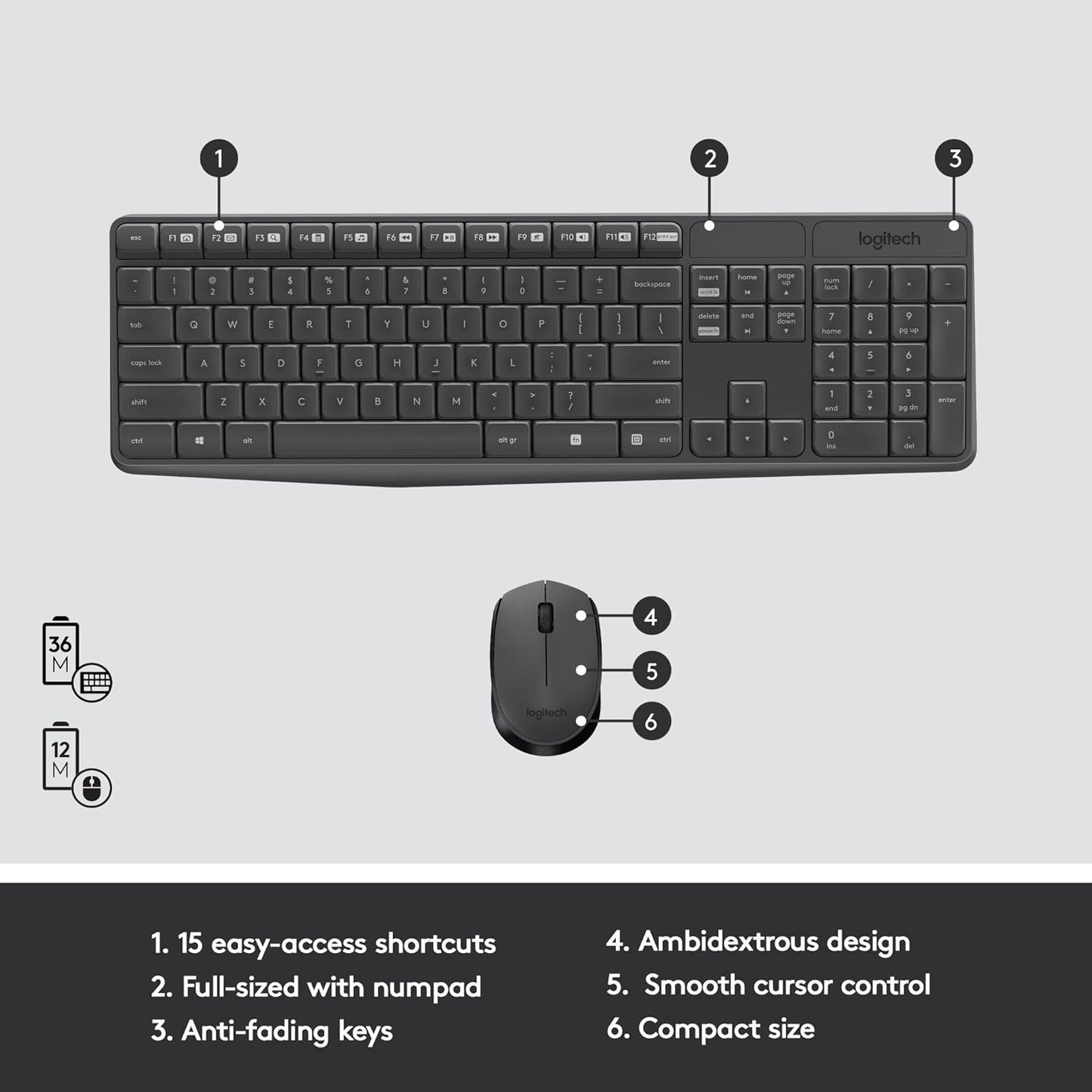 Combo Teclado Y Mouse Inalambrico Logitech Mk235 Español Latino