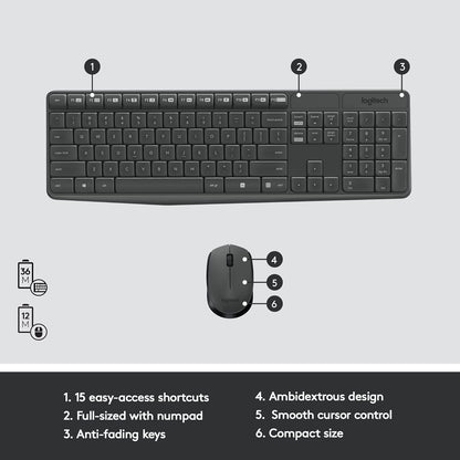 Combo Teclado Y Mouse Inalambrico Logitech Mk235 Español Latino