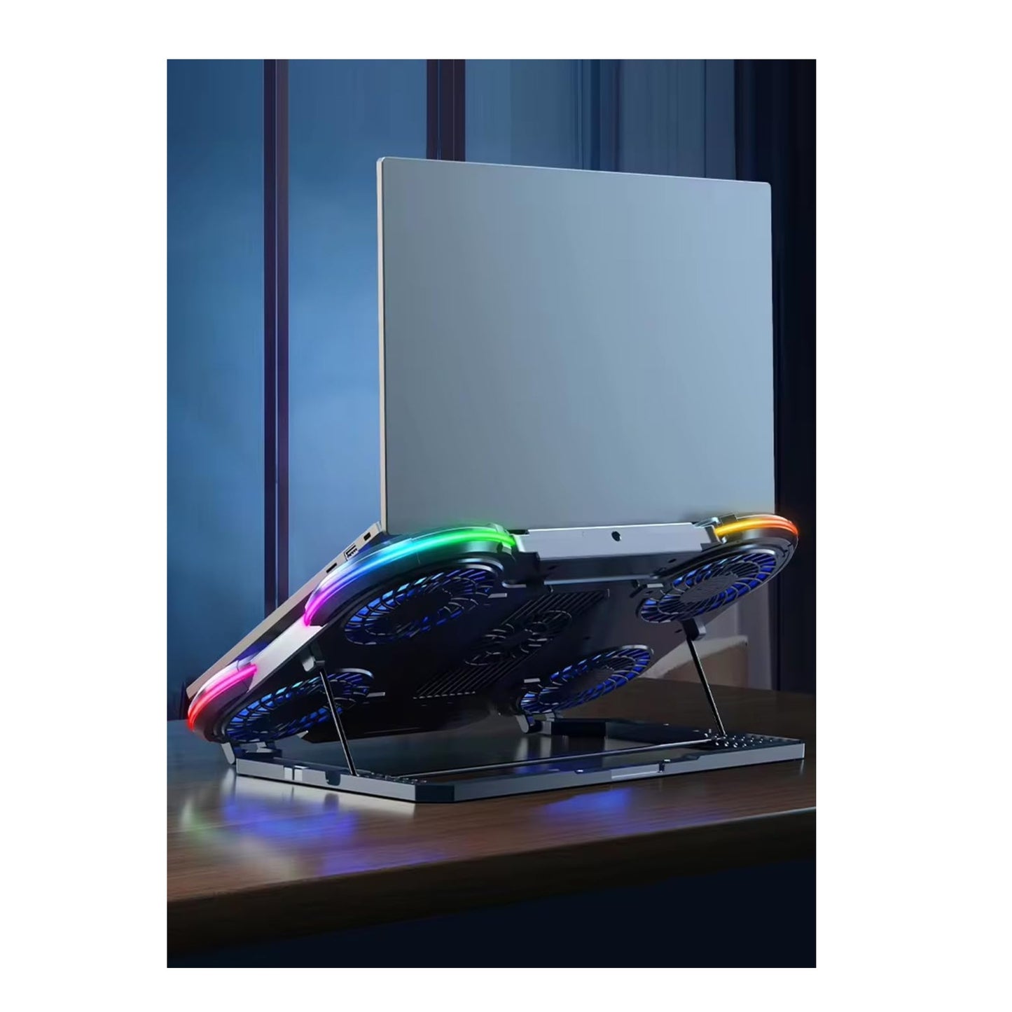 Base Gamer Refrigerante 6 Ventiladores Con Soporte Para Celu