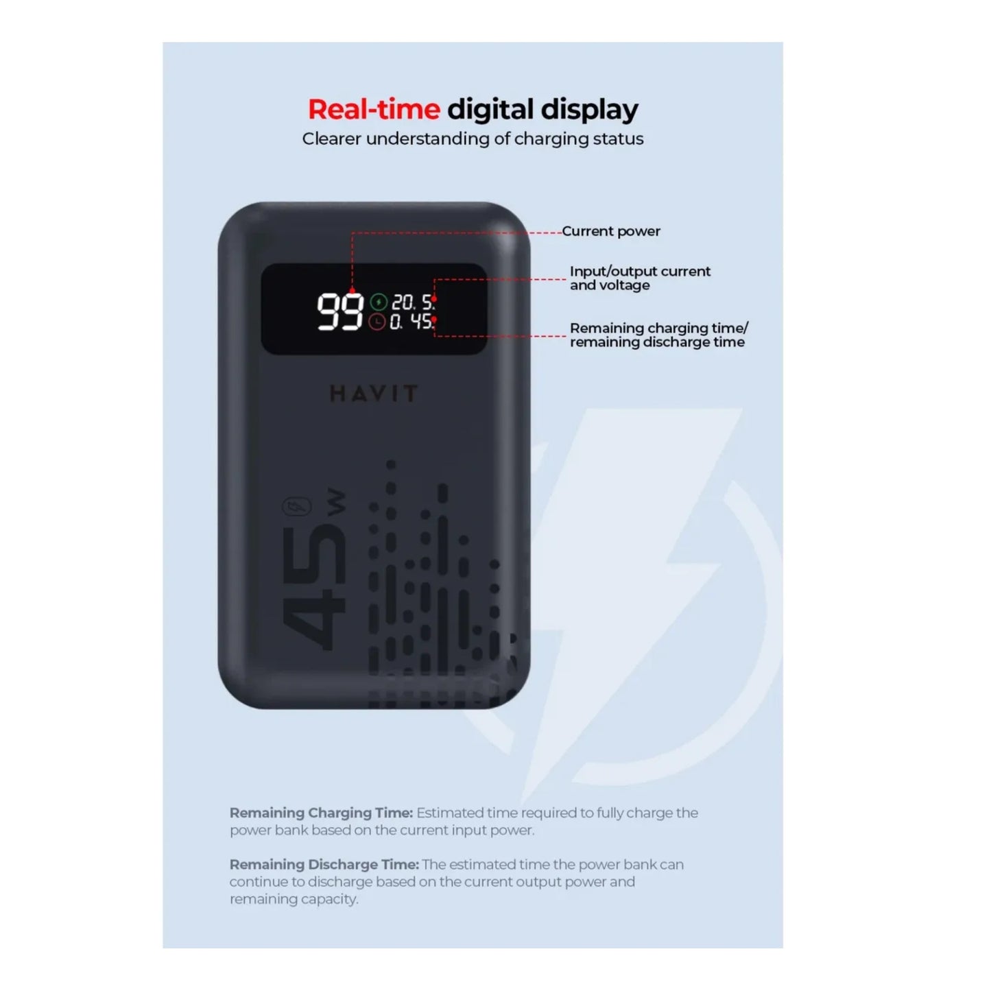 Powerbank Cargador Para Celular Portatil 10200 Mah 45w Havit