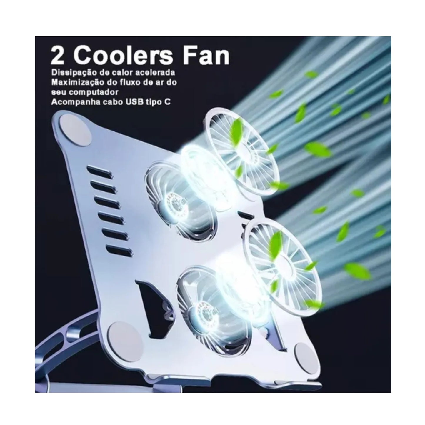 Base Para Portatil Metalica 360° P43 | Elevacion 2ventilador Plata