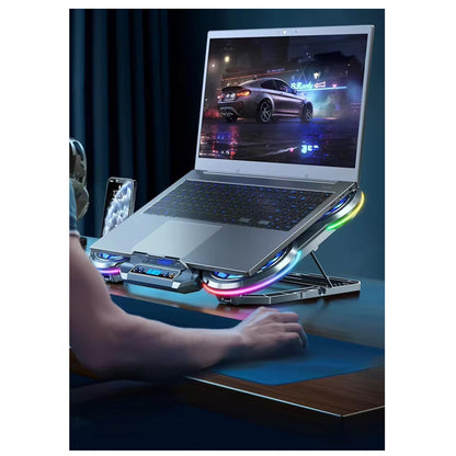 Base Gamer Refrigerante 6 Ventiladores Con Soporte Para Celu