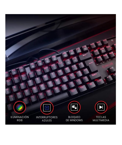 Teclado Mecanico Rgb 100% Red Switch Redragon Mitria K551 Es