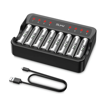 Cargador De Pilas Inteligente 2800mah 8puestos + 8pila Sukai