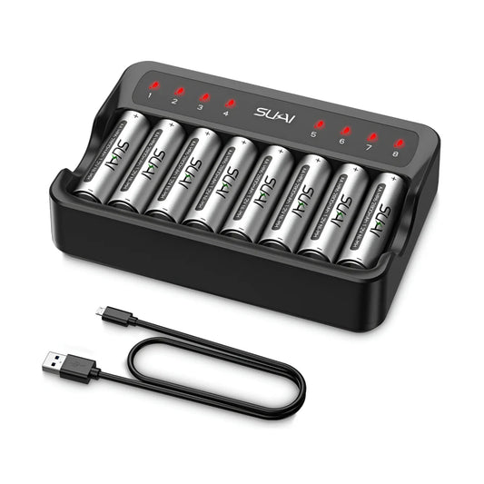 Cargador De Pilas Inteligente 2800mah 8puestos + 8pila Sukai