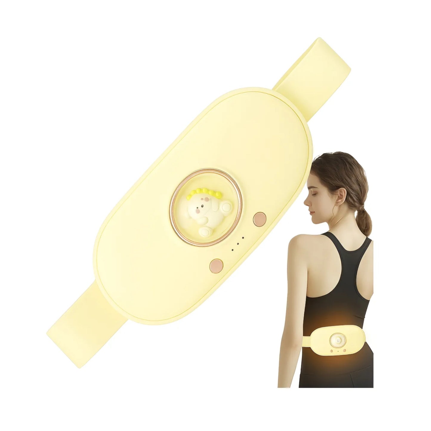 Cinturon Correa Almohadilla Termica Colicos Menstrual Vibra Color Ocre