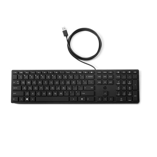 Teclado Usb Halley Alámbrico Qwerty Inglés Negro Hp 320k