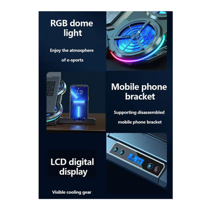 Base Gamer Refrigerante 6 Ventiladores Con Soporte Para Celu