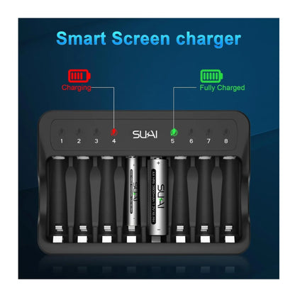 Cargador De Pilas Inteligente 2800mah 8puestos + 8pila Sukai
