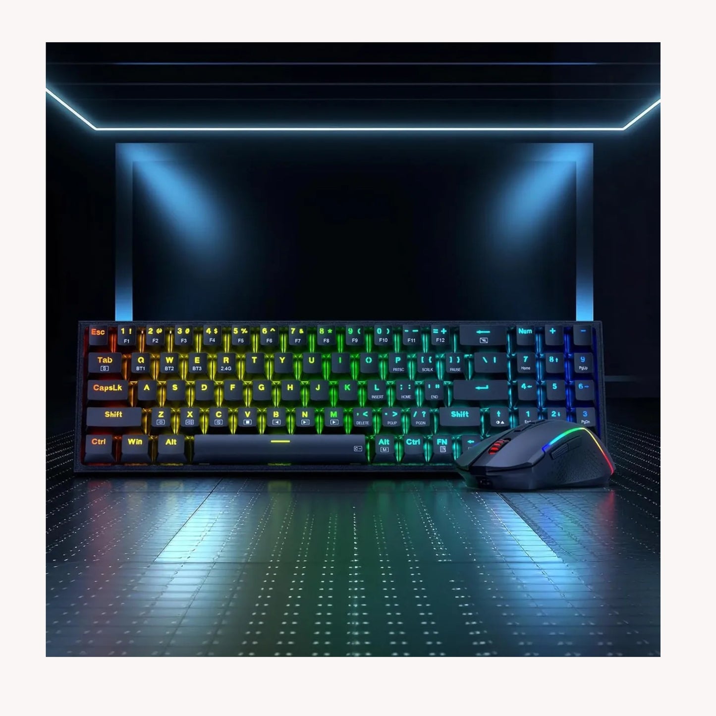 Combo Teclado Y Mouse Inalambrico Rgb Mecanico Redragon S136